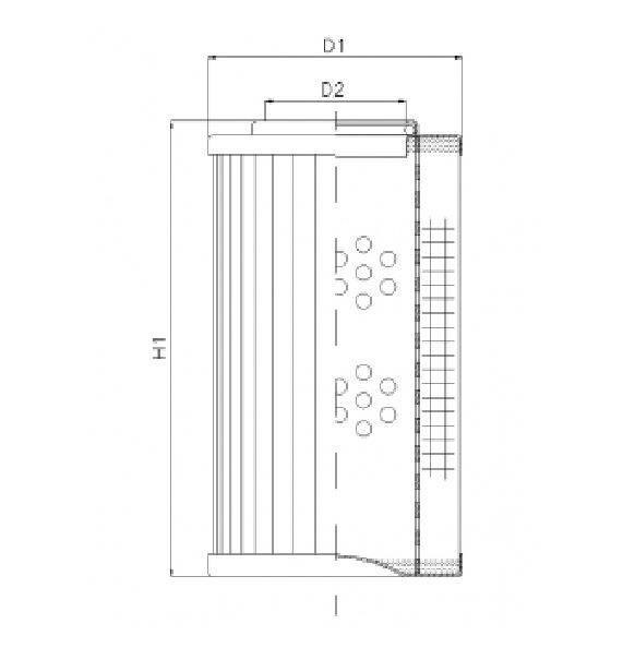 FILTREC Filterelement für Druckfilter DVD20018B200B Zeichnung