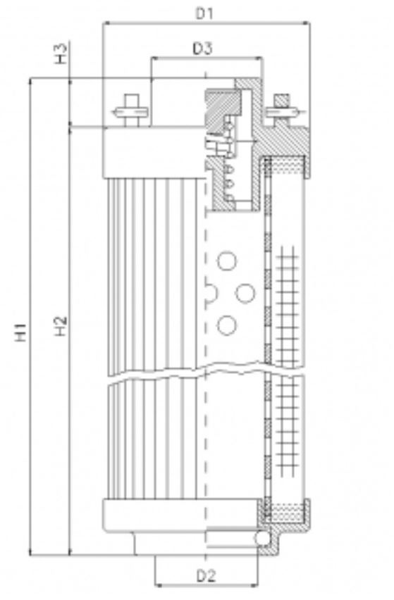 FILTREC Hydraulikfilterelement (Rücklauffilter) RHR240G03B0/AB1 Zeichnung