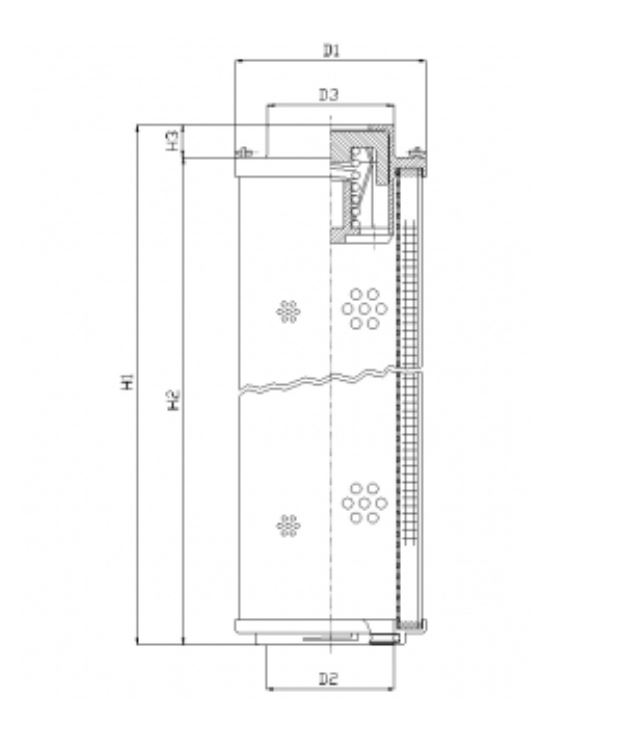 FILTREC Hydraulikfilterelement (Rücklauffilter) RHR330G20B6/AB1 Zeichnung