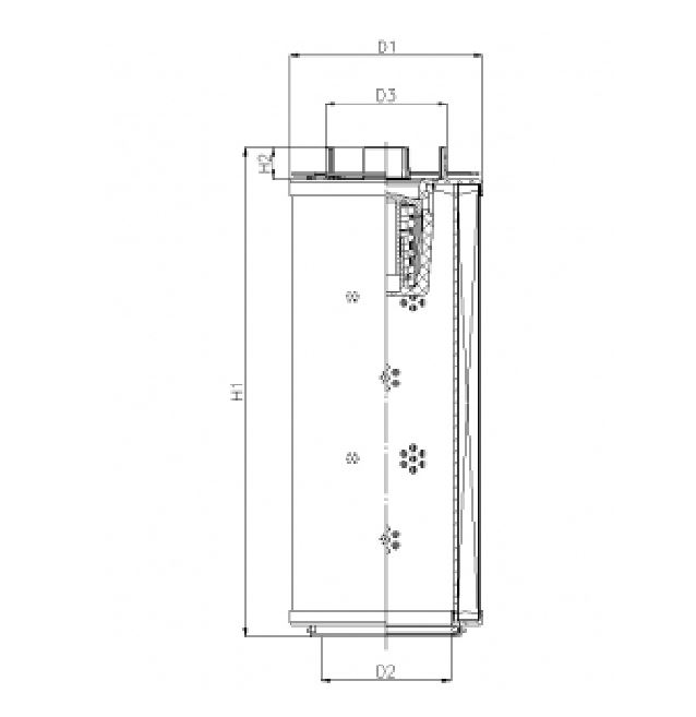 FILTREC Filterelement für Rücklauffilter RHR1300G05B6/AB1 Zeichnung