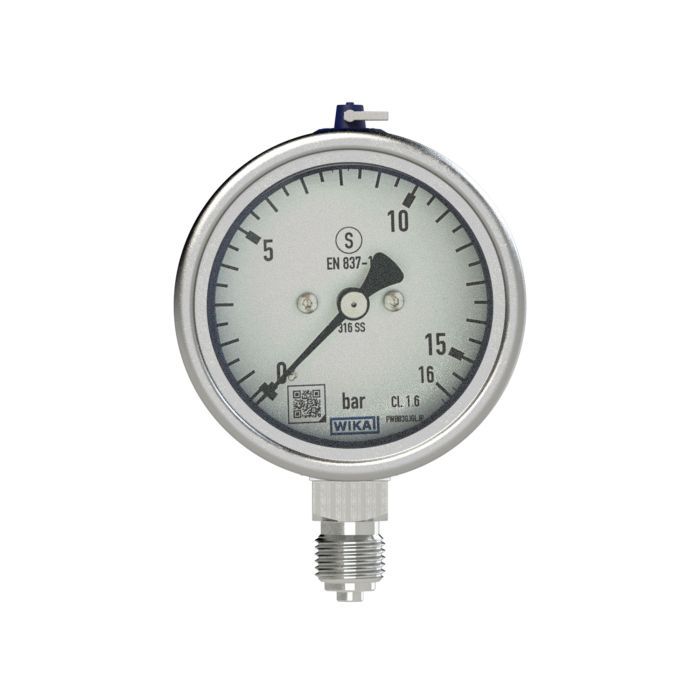 RIEGLER Mano, CrNi-Stahl, Sicherh., G 1/2 radial unten, 0-160,0 bar, Ø100_1