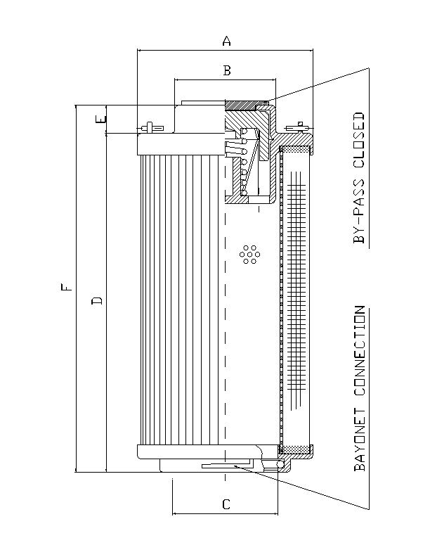 FILTREC Hydraulikfilterelement (Rücklauffilter) RHR1300B50V/5 Zeichnung
