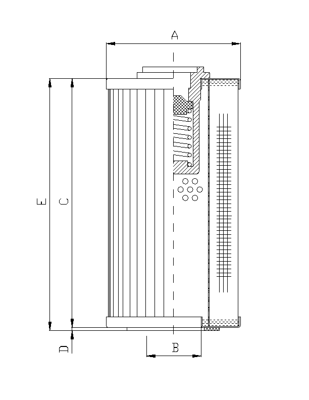 FILTREC Hydraulikfilterelement (Rücklauffilter) WG654 Zeichnung