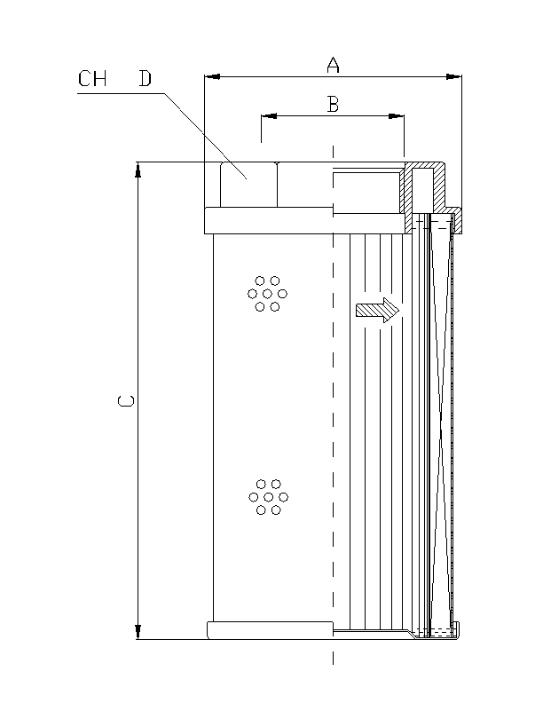 FILTREC Hydraulikfilterelement (Saugfilter) WT1665 Zeichnung