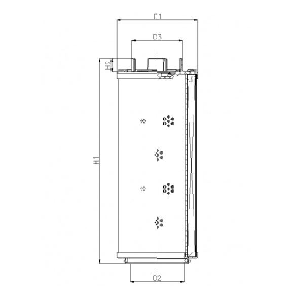 FILTREC Filterelement für Rücklauffilter RHR1300G05B0/AB1 Zeichnung