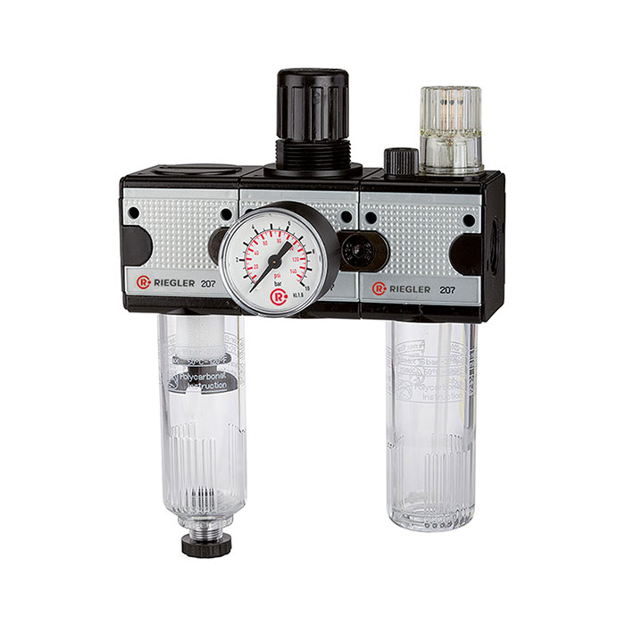 RIEGLER Wartungseinheit 3-tlg. »multifix«, mit PC-Behälter, BG 3, G 1/2