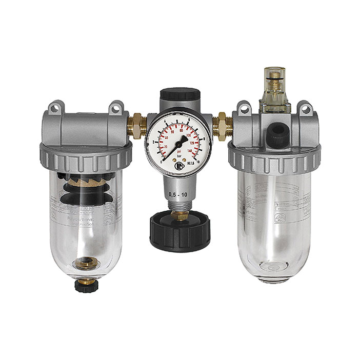 RIEGLER Service unit 3-part »Standard« with PC container, Size 1, G 1/4