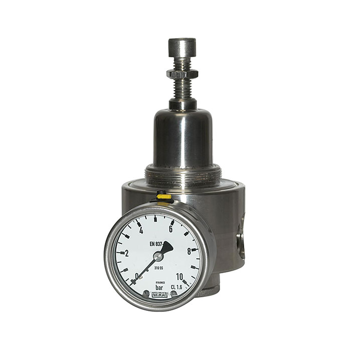 RIEGLER Edelstahl-Druckregler, 1.4404, rücksteuerbar, G 1/4, 1,0 - 15 bar