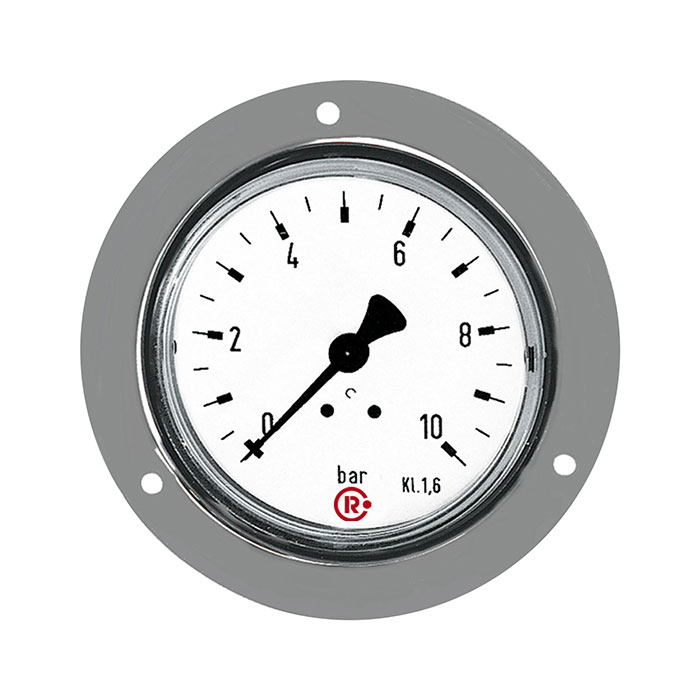 RIEGLER Standardmano., Frontring verchr., G 1/4 hinten, 0 - 1,0 bar, Ø 63