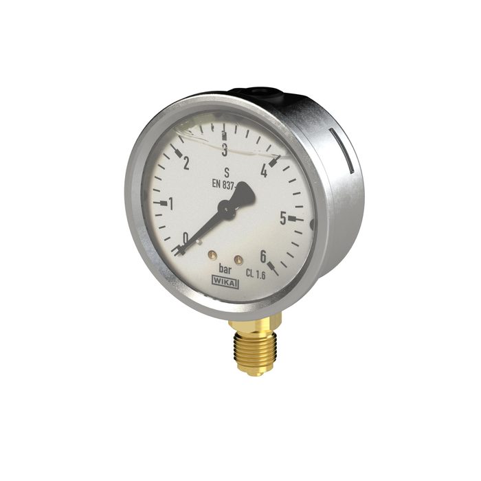 RIEGLER Glyzerinmanometer, CrNi-Stahl, G 1/2 unten, -1 / +1,5 bar, Ø 100