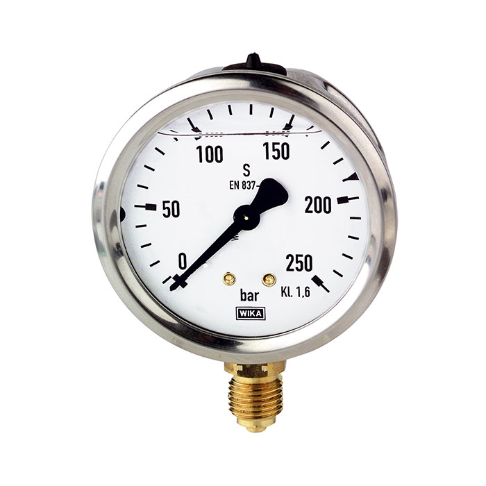 RIEGLER Glycerine pressure gauge, radial bottom, G 1/2, 0 - 16 bar, Ø 100