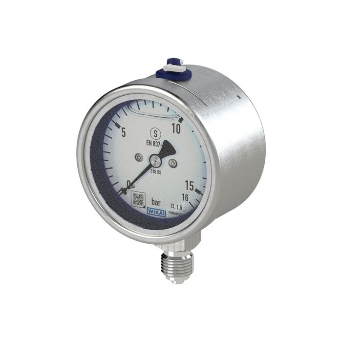 RIEGLER Glycerine pressure gauge, CrNi steel, G 1/2, 0 - 100 bar, Ø 100