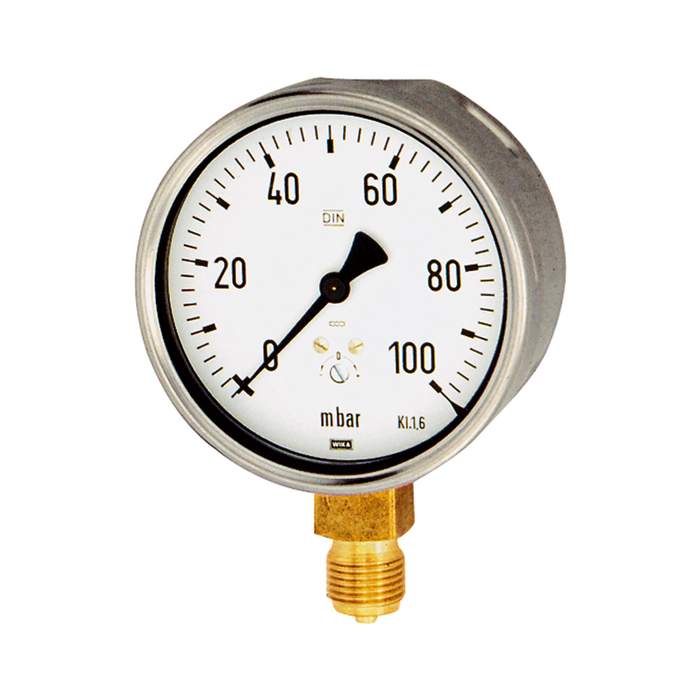 RIEGLER Capsule pressure gauge, radial bottom, G 1/2, 0 - 400 mbar, Ø 100