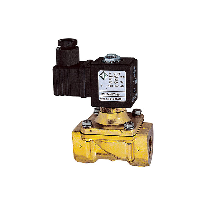 RIEGLER 2/2-sol. valve brass,NC,pilot oper.,24VDC, G1, 0 - 6bar