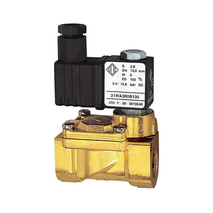 RIEGLER 2/2-solenoid valve,NC,pilot operat., 24V DC,5W,FKM,G1/2,0.2-16bar