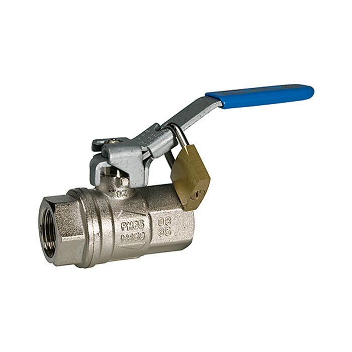RIEGLER Sicherheitskugelhahn abschließbar o. Entlüftung., MS vern. Rp 1/2