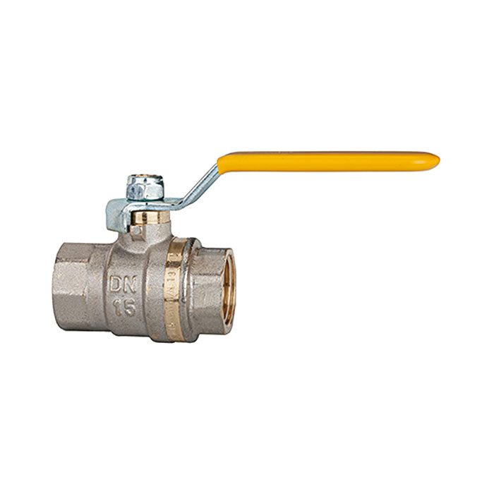 RIEGLER Ball valve standard design, yellow steel lever, IT/IT, G 1 1/2