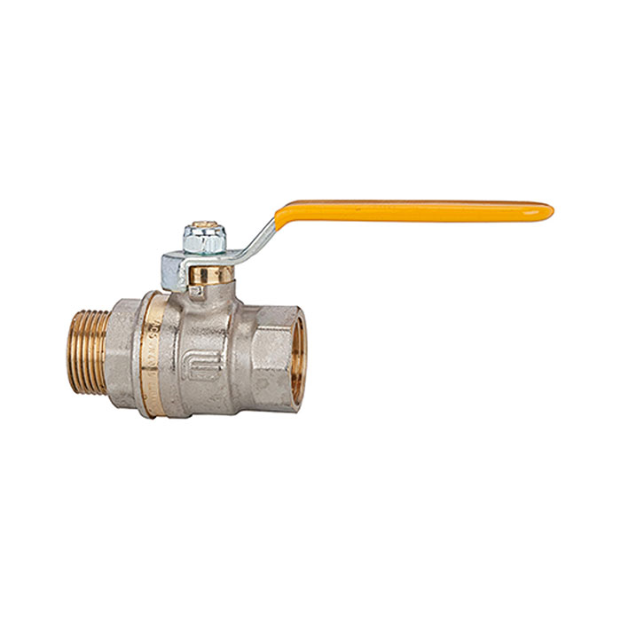 RIEGLER Ball valve standard design, yellow steel lever, IT/ET, G 1 1/4