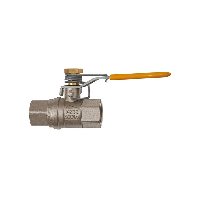 RIEGLER Ball valve with spring reset, nickel-plated brass, Rp 1/2