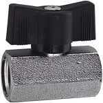 RIEGLER Mini ball valve nickel-plated brass, Butterfly handle, G 3/8 IT