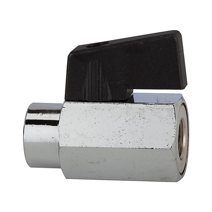 RIEGLER Mini ball valve, Smooth surface, nickel-plated brass, G1/8IT, DN8