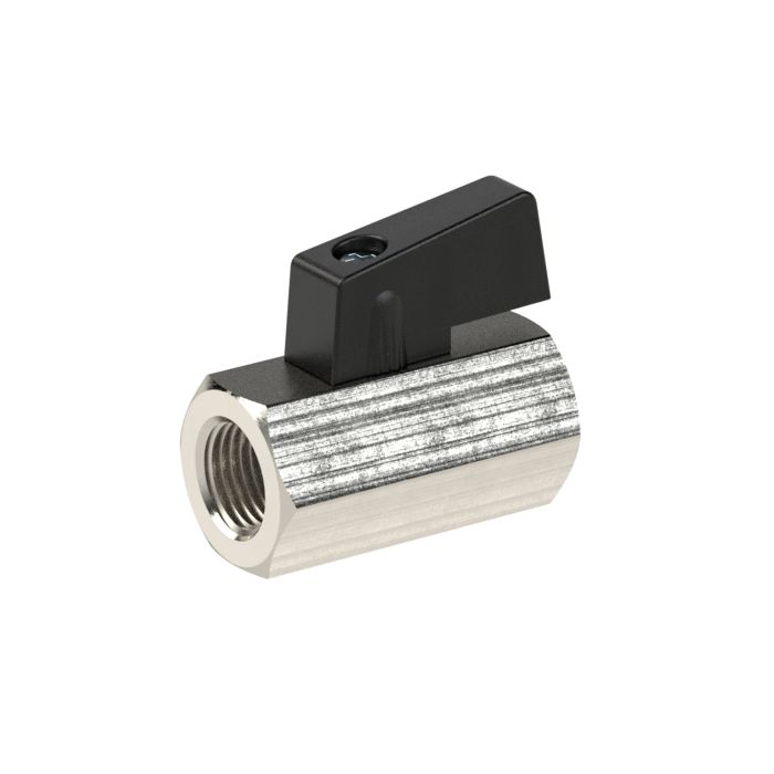 RIEGLER Mini ball valve, Smooth surface, nickel-plated brass, G3/8IT, DN8