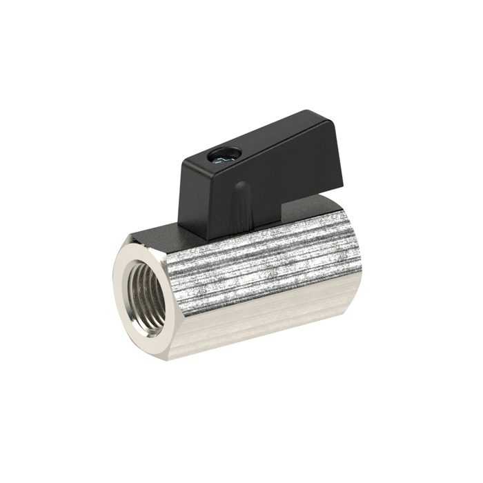 RIEGLER Mini ball valve, Smooth surface, nickel-plated brass, G1/2IT DN10