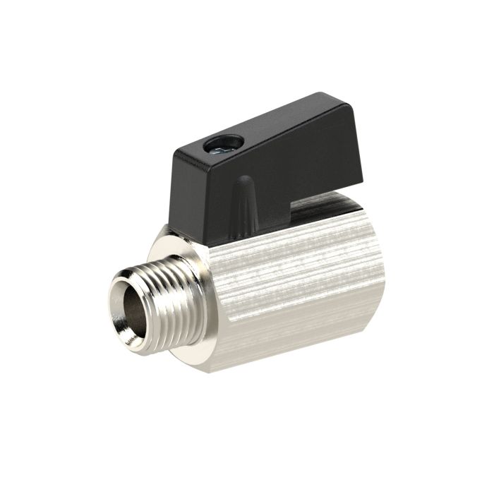 RIEGLER Mini ball valve, Smooth surface nickel-plated brass G1/4IT/ET DN8