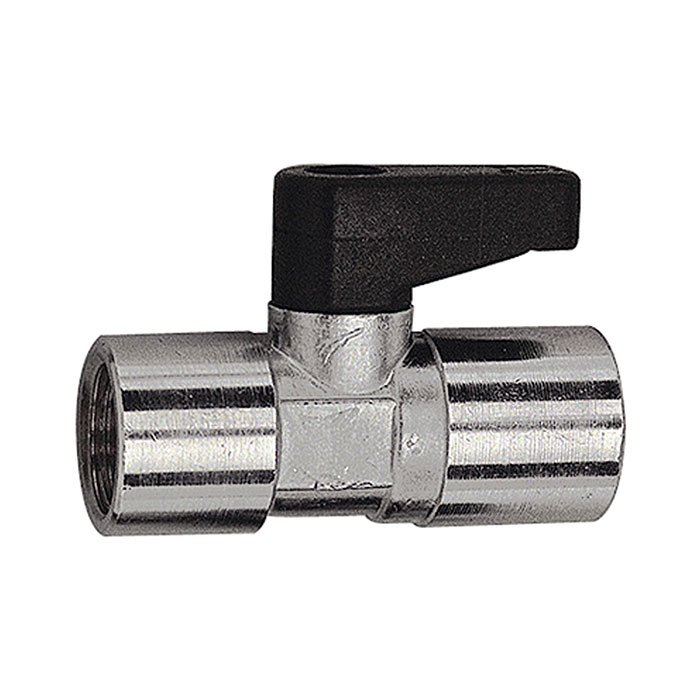 RIEGLER Mini-Kugelhahn mit Drehgriff, Messing vernickelt, Rp 1/2 IG