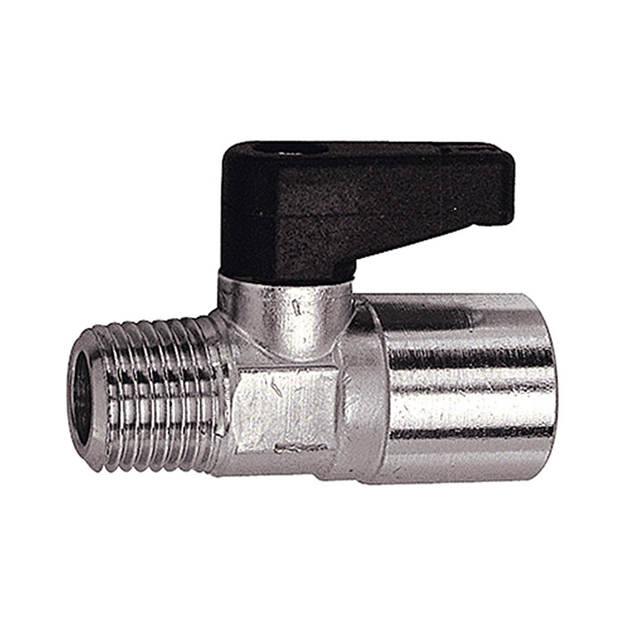 RIEGLER Mini ball valve, Rotating handle, R/Rp 1/4 ET / 1/8 IT