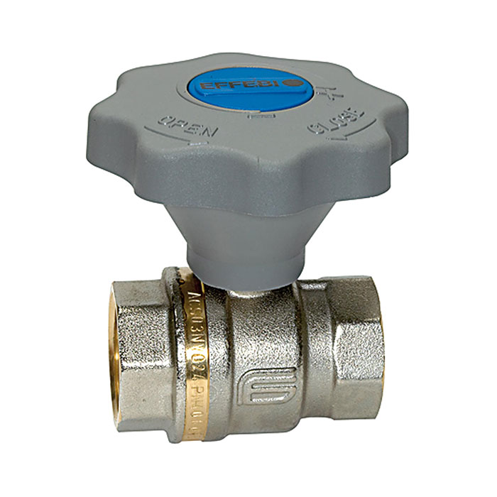 RIEGLER Ball valve fine adjustment, nickel-plated bright brass, G 1 1/4