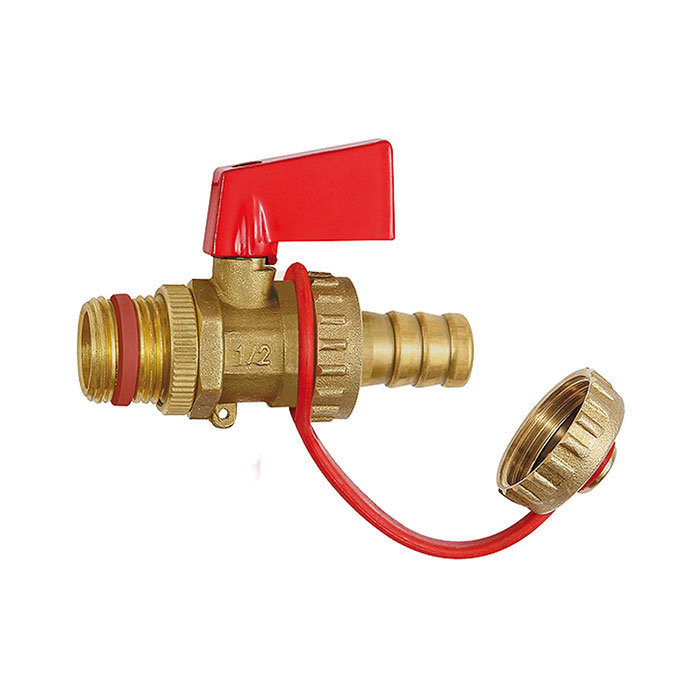 RIEGLER KFE ball valve, bright brass, G 1/2, Sleeve I.D. 13