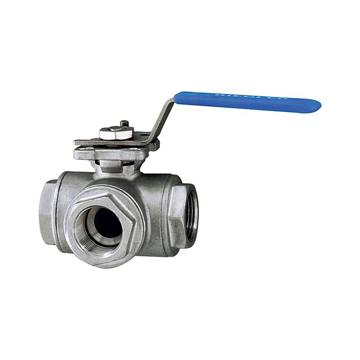 RIEGLER 3-way ball valve, T-hole, Stainless steel 1.4408, G 1 1/4, DN 32