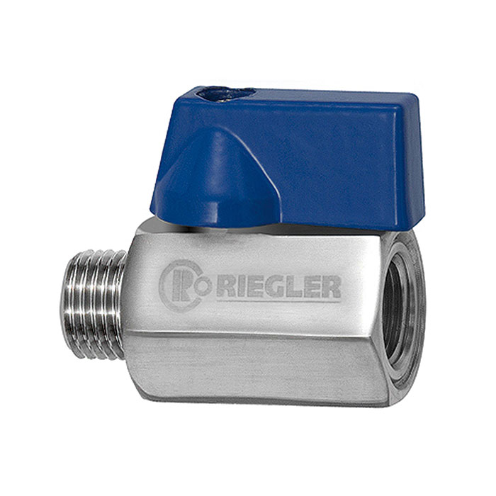 RIEGLER Mini-Kugelhahn, Edelstahl 1.4401, IG/AG, G 3/8, DN 10