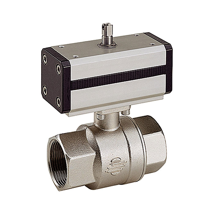 RIEGLER Brass ball valve, Pneumat. actuation drive, double-acting, Rp 1