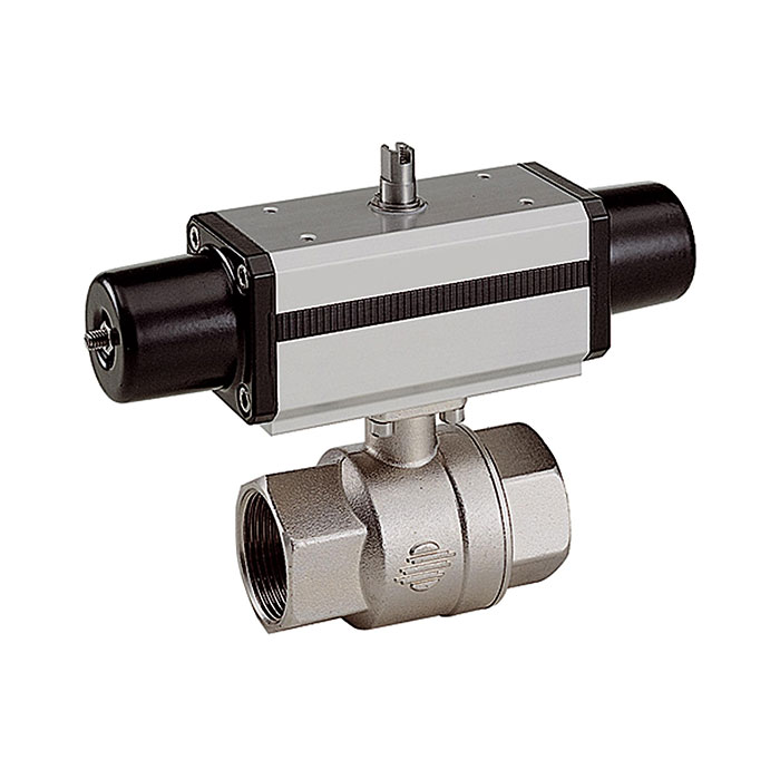 RIEGLER Brass ball valve, Pneumat. actuation drive, single-acting, Rp 1