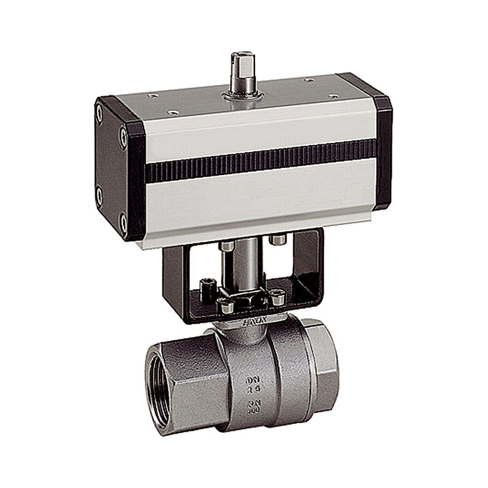 RIEGLER Stainless steel ball valve, Pneumatic actuation drive, Rp 1