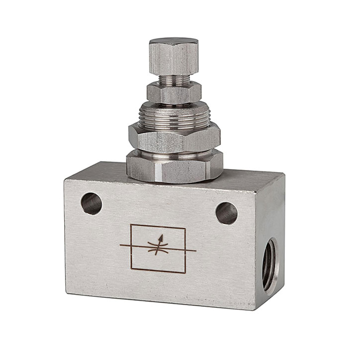 RIEGLER Throttle valve, in block shape, Stainless steel 1.4404, G 1/4