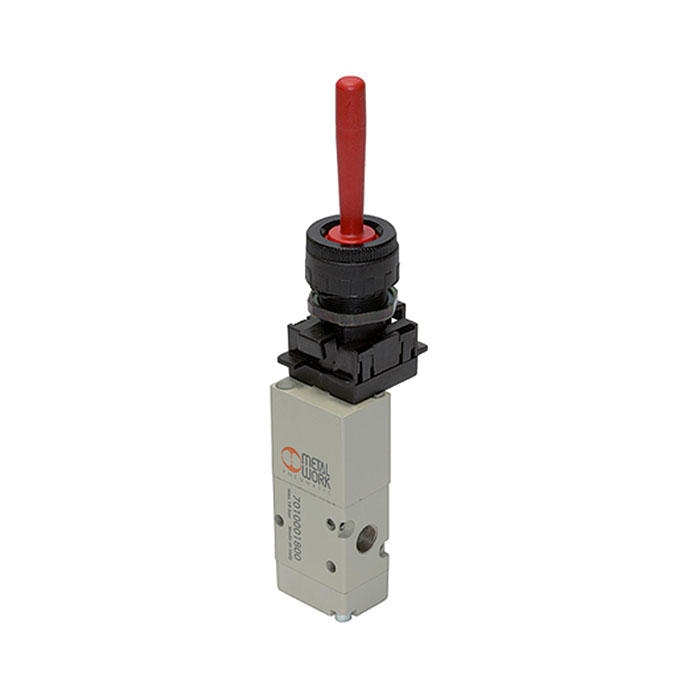 RIEGLER 3/2-way valve, manual, Manual lever, NC, monostable, G 1/8