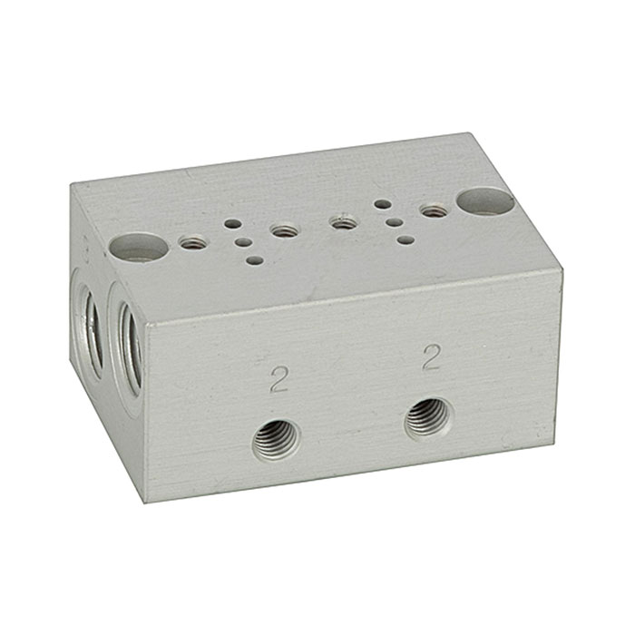 RIEGLER Series base plate 2-fold, M5 for mini solenoid valve 15 mm