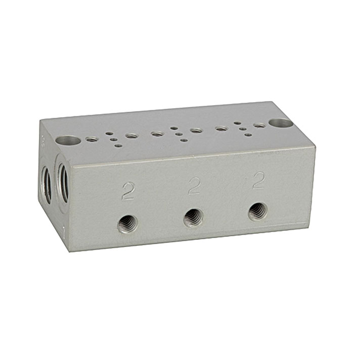 RIEGLER Series base plate 3-fold, M5 for mini solenoid valve 15 mm
