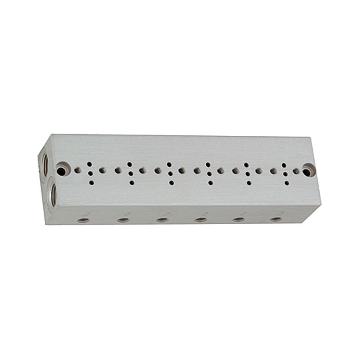 RIEGLER Series base plate 6-fold, M5 for mini solenoid valve 15 mm