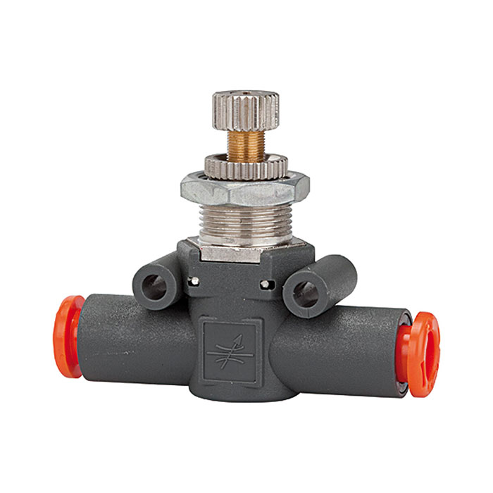 RIEGLER Bidirect. flow control valve, Flow both sides, hose-hose, hose Ø8
