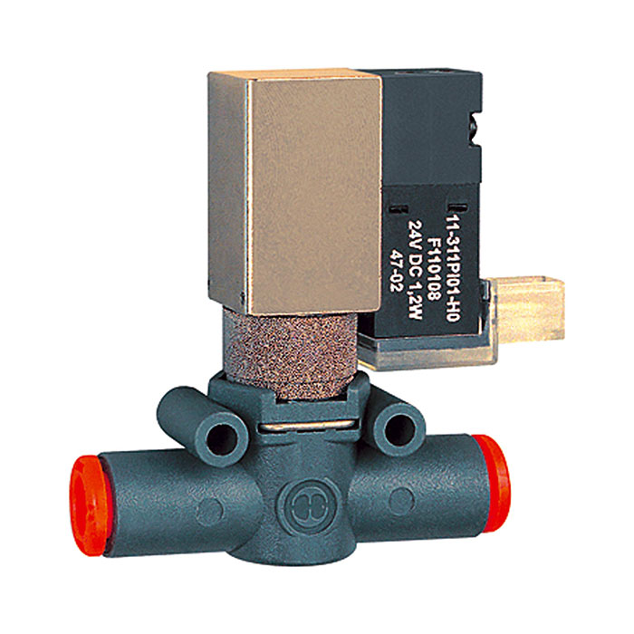 RIEGLER 3/2-way solenoid valve »lineonline« silenced venting, Hose Ø8, NO