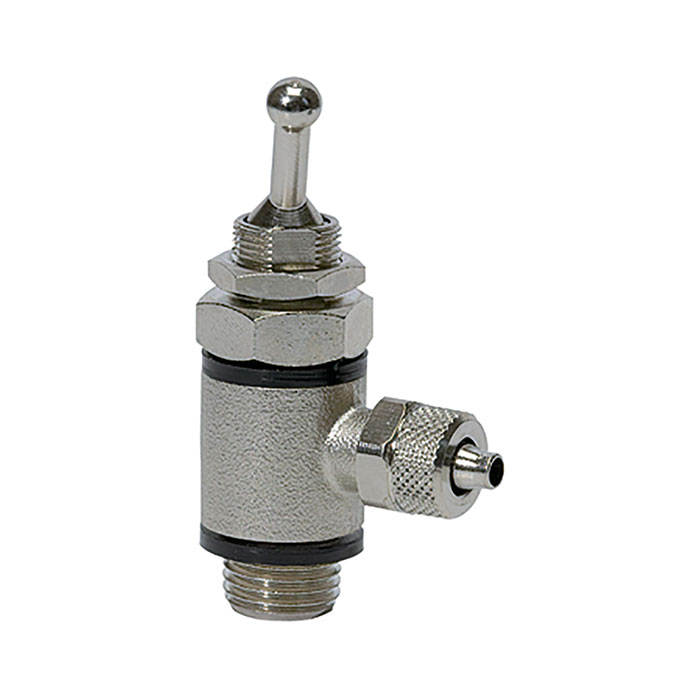 RIEGLER 2/2-way toggle lever valve, both sides, Quick connector, G 1/8
