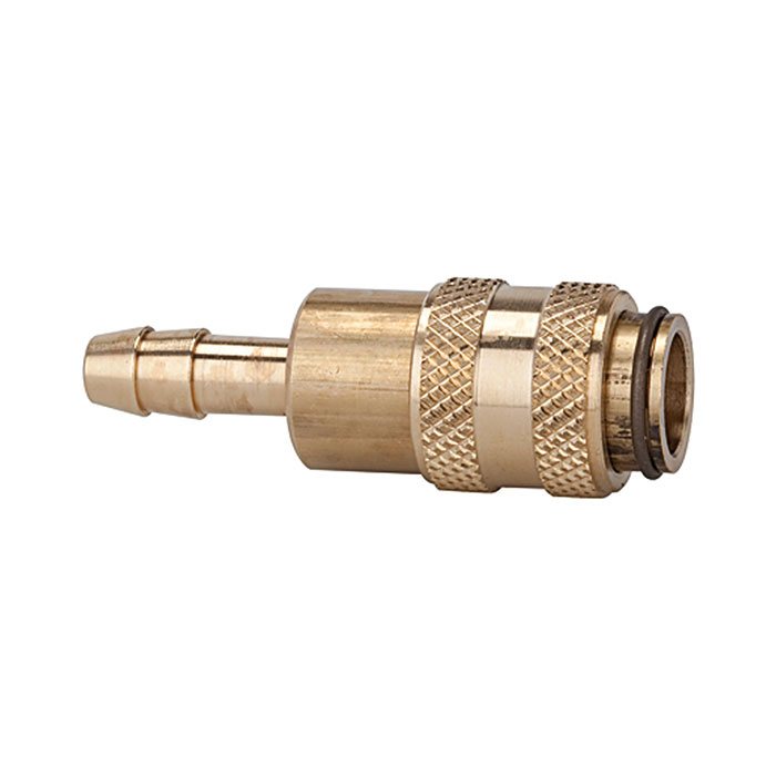 RIEGLER Quick-connect coupling I.D. 5, bright brass, Sleeve I.D. 6