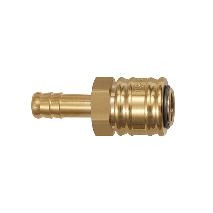 RIEGLER Quick-connect coupling I.D. 7.2, bright brass, Sleeve I.D. 10