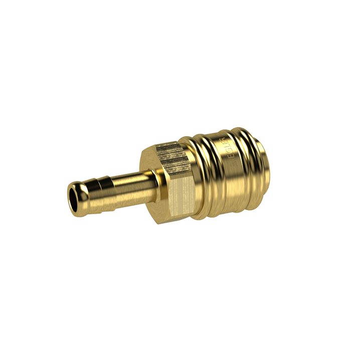 RIEGLER Quick-connect coupling I.D. 7.2, bright brass, Sleeve I.D. 10
