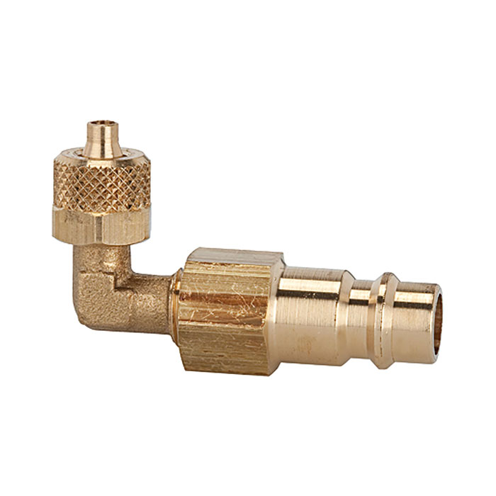 RIEGLER Plug-in angle for I.D. 7.2 - 7.8, bright brass, for hose 10x8
