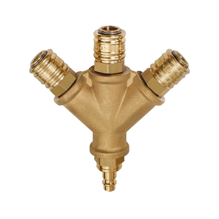 RIEGLER Verteiler, 3 Schnellverschlusskuppl. NW7,2, Nippel NW7,2-7,8 G3/8